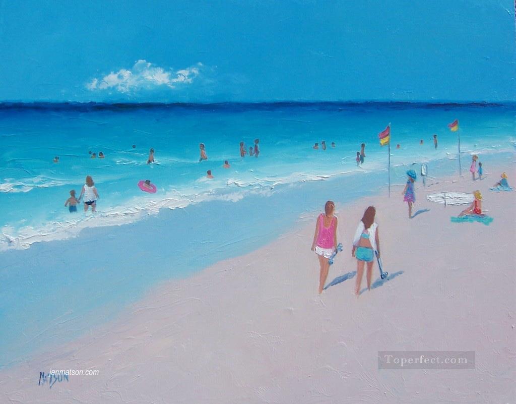 La playa de los Skaters Impresionismo infantil Pintura al óleo